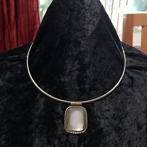 950 Silver Pendant Iridescent White setting